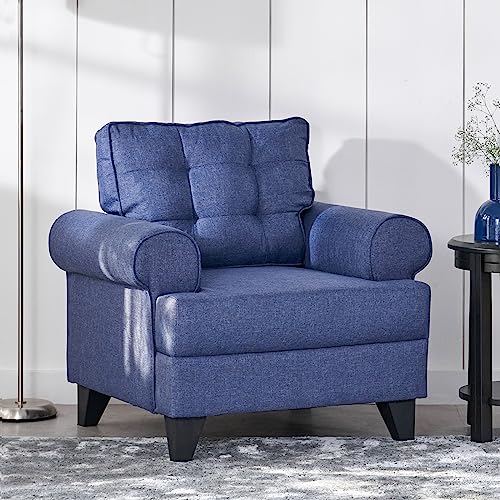 Image of Home Centre | Helios California | Fabric|Solid Wood | 1 Seater Sofas | Blue | 1 Year Warranty