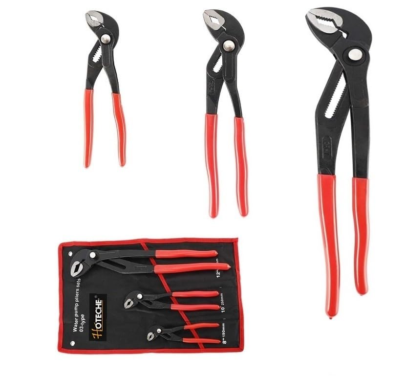SET 3 PINZE POLIGRIP AUTOBLOCCANTI GIRATUBI PAPPAGALLO REGOLABILE 8"- 10" - 12" IN ACCIAIO CHROME VANADIUM CON CUSTODIA