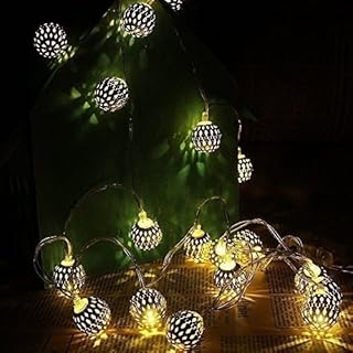 Globe Fairy Lights for Room Battery Powered 5M 40LED Waterproof Moroccan Ball Lantern Outdoor Christmas Fairy Light for Thanksgiving, Garden, Indoor Decor(Warm White)
