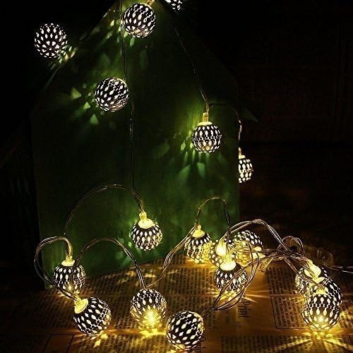 Globe Fairy Lights for Room Battery Powered 5M 40LED Waterproof Moroccan Ball Lantern Outdoor Christmas Fairy Light for Thanksgiving, Garden, Indoor Decor(Warm White)