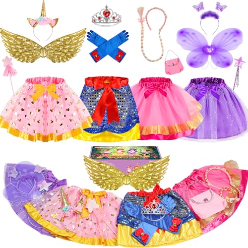 Disfraz completo para niñas con falda, guantes, corona y alas