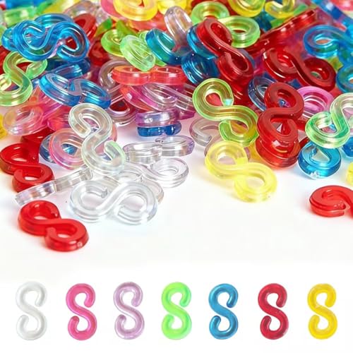 S Clips Loom Lot de 480 clips de fermeture, clips en S, clips élastiques en plastique, clips en caoutchouc, accessoires de bijoux, accessoires pour bracelets,...