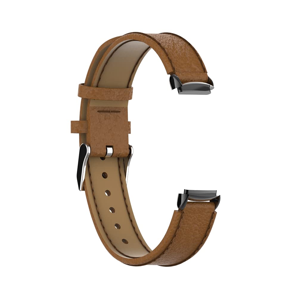 TryBest Leather Band Compatible with Fitbit Luxe,Women Men Fashion Leather Slim Sport Bracelet Comfortable Replacement Band Adjustable 5.5-8.1 inch - Brown
