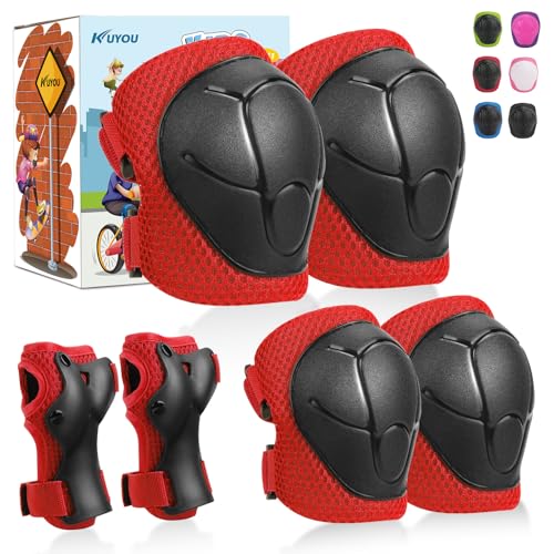 KUYOU Kids Knee Pads Elbow Pads Set - Adjustable Safety Protective Gear for Skating, Cycling, Skateboard, Scooter, and More Durable, Comfortable, All-Round Protection for Kids Ages 3-8