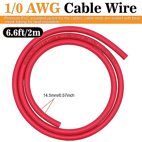 Taukealugs AWG 1/0 Gauge UL1015 Wire Battery Power Tinned Oxygen Free Copper OFC Welding Cable Red 6.56FT and 1/0-3/8inch Lugs Terminal Connectors with Heat Shrink Tube - Thumbnail 5