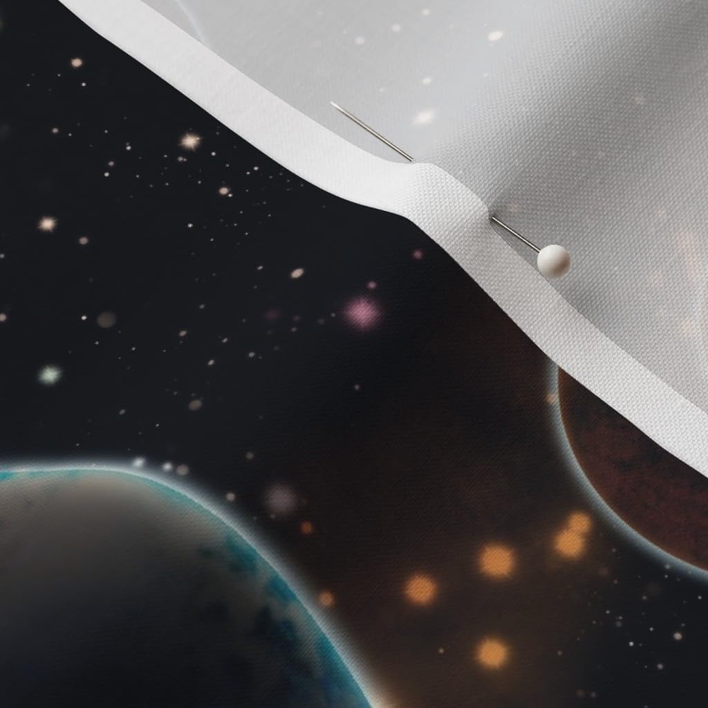 Spoonflower Fabric - Space Planets Galaxy Solar System Earth Stars Printed on Petal Signature Cotton Fabric Fat Quarter - Sewing Quilting Apparel Crafts Decor