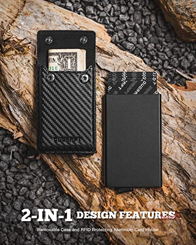 DUGRAFT Credit Card Holder for Men, Pop up Wallet RFID Blocking Slim Front Pocket Wallet Aluminum Metal with Business Money Pocket for Credit Cards Notes and Coins4