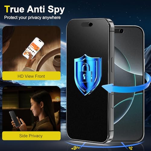 Image of YWXTW 2 Pack for iPhone 16 Pro Max Matte Privacy Screen Protector 6.9 Inch + 1 Set Camera Lens Protector, Anti Spy Anti Glare 16 Pro Max Tempered Glass Film, Anti Fingerprint, Bubble Free