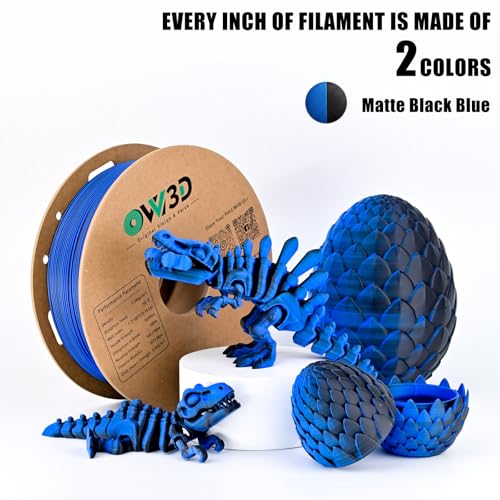 Image of OVV3D Dual Color PLA Filament 1.75mm, Black Blue Matte PLA 3D Printer Filament, Multi Color Change 3D Printing Filament for Most FDM 3D Printer, 1kg Spool