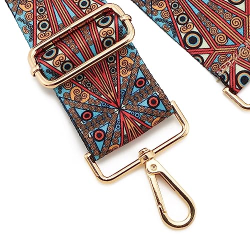 Image of Wide Shoulder Strap Adjustable Replacement Belt Guitar Style Crossbody Bag Handbag Strap Multicolor Canvas Straps(Wide:2in)(Color1)