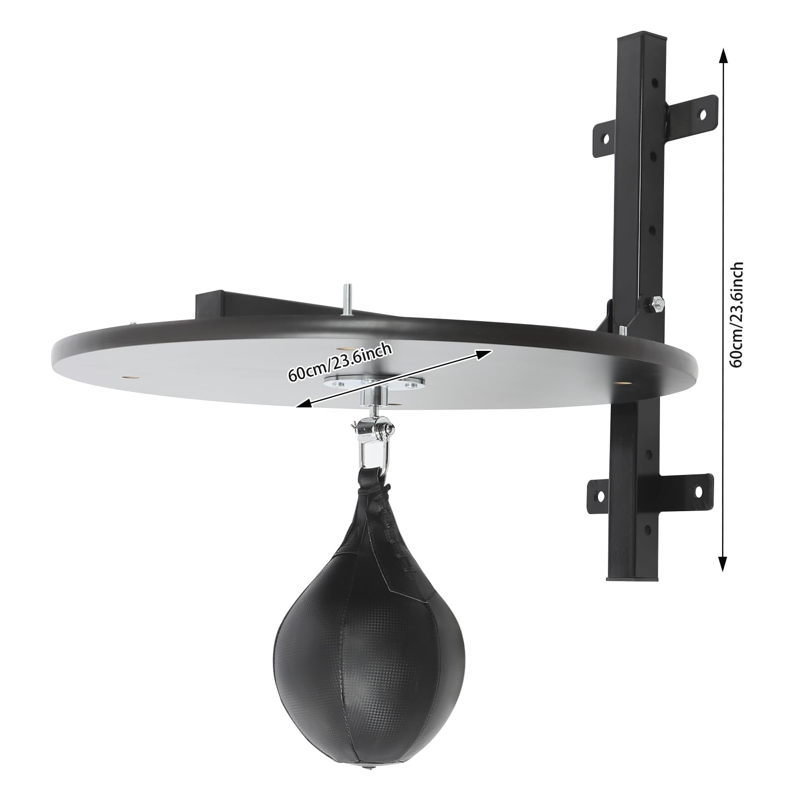 Speed Bag - Plateforme en bois - Réglable en hauteur - Équipement d'entraînement de boxe professionnel - Avec pompe et aiguille de gonflage - Montage mural - Équipement d'entraînement de boxe pour la