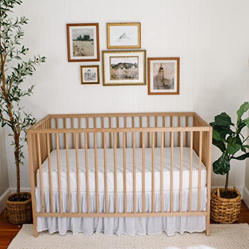 Sheer Crib Skirt - White Crib Skirt - Soft, Elegant And Flowing Tulle - Gender Neutral Crib Skirt And Timeless Crib Accessories -Clean Design Perfect For Crib Skirt Boy And Crib Skirt Girl #TOP1