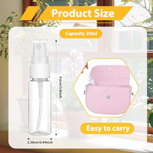 6 Pack Spray Bottle, 20ml Small Plastic Fine Mist Spray Bottles Mini Empty Travel Bottles Small Refillable Liquid Containers for Travel Perfume Cosmetics Cleaning Care2