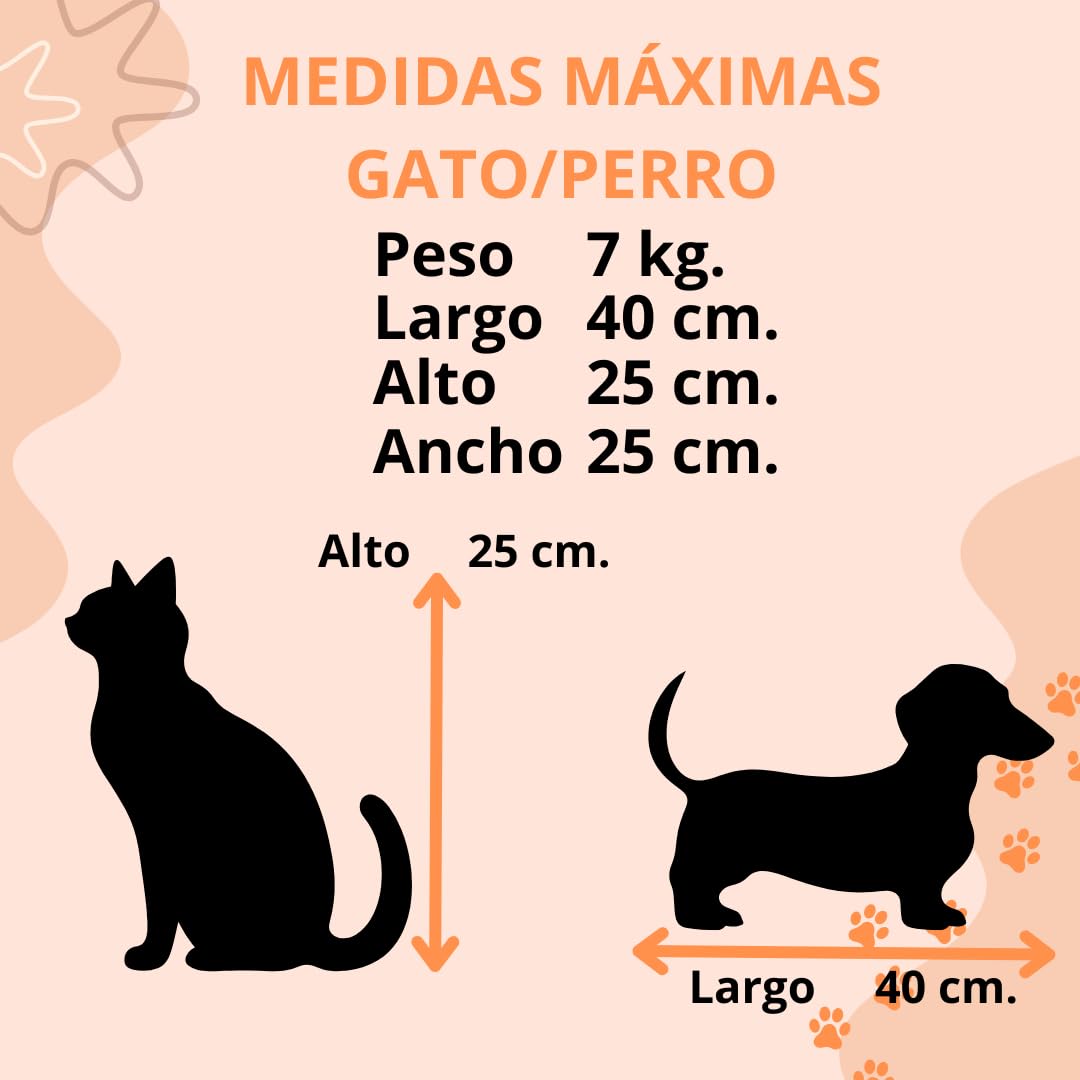 Pet's Hub Place, Transportin Gato Perro Pequeño, Bolso, Peso Máximo 7kgr, Tamaño 48X31X31cm, Extensible 75cm, Impermeable, Cojín Acolchado, Uso Interior/Exterior, +2 Comederos
