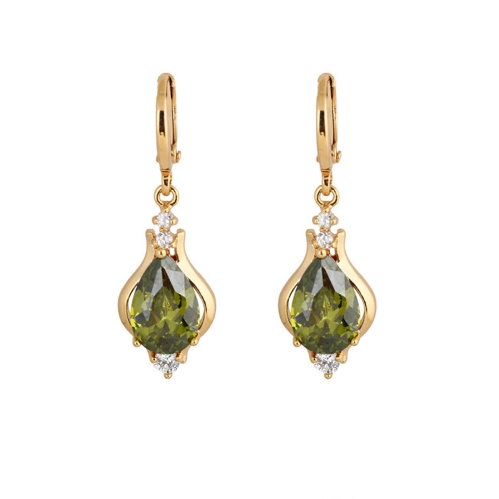 AMDXD Pendientes de aro vintage para mujer de oro amarillo 750 de 18 quilates, pendientes de aro con amatista lila, corte de gota, oro de 18 quilates, pequeños y auténticos