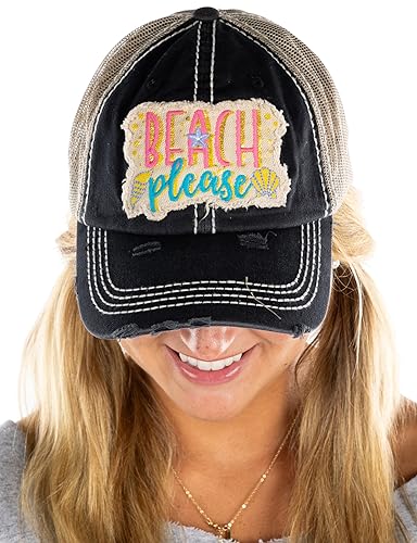 Image of Funky Junque Womens Baseball Cap Distressed Vintage Unconstructed Embroidered Dad Hat