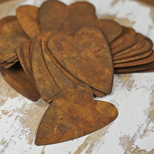 Pack of 100 Rusty Tin Folk Heart Cutouts - Rusted Metal Heart Shapes for DIY Crafts - Primitive, Rustic Country, Farmhouse DIY Crafts and Decorative Accents (Size: 2-1/4" Wide x 3" Long)