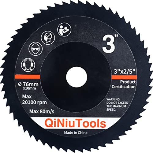 QiNiuTools 3 Inch 76mm HSS Circular Saw Blades with 2/5-Inch Arbor, 60T High Speed Steel for Wood Plastic and Aluminum Fast Smooth Cutting