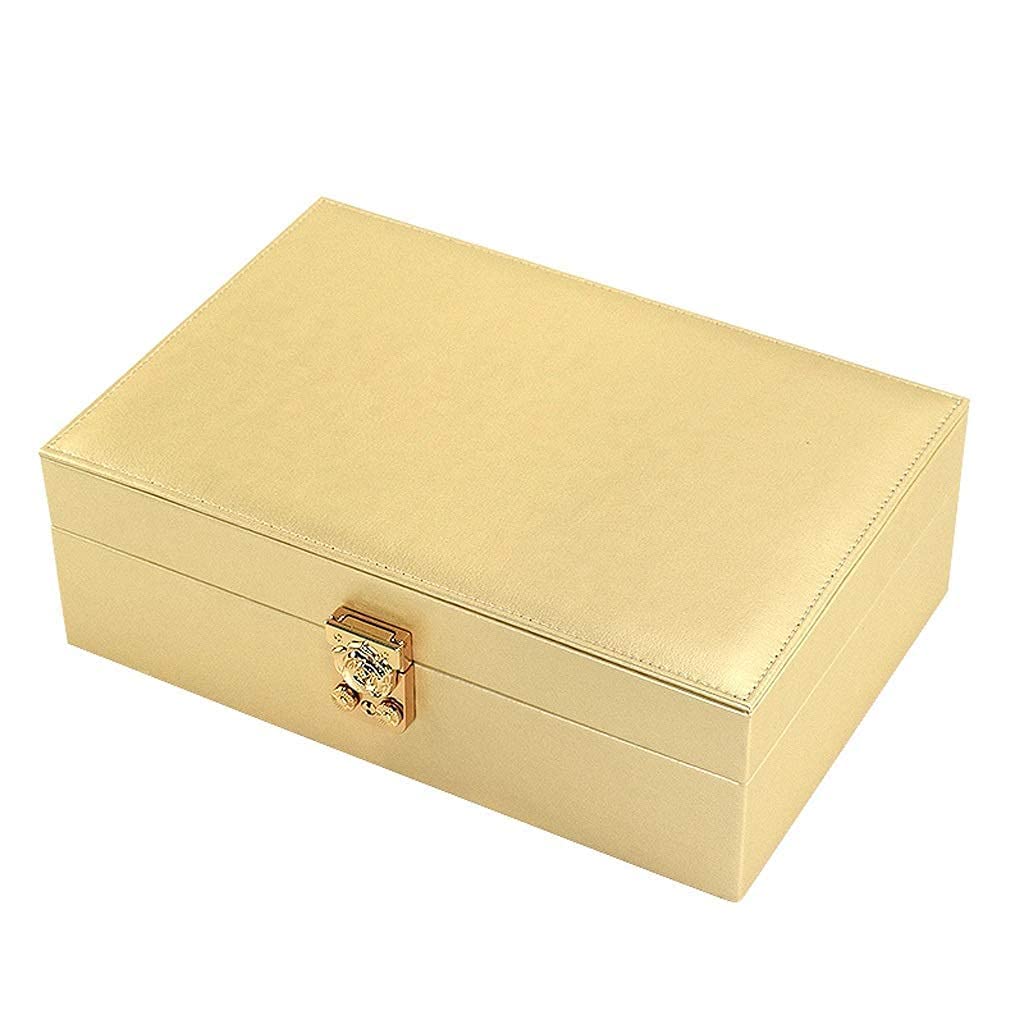Boîte à bijoux double en similicuir avec doublure douce et fermeture sécurisée