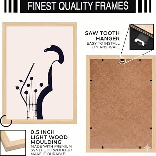 Image of BLINKART Jazz Music Aesthetic Modern Art Walls With Frame | Natural Wood Texture | Living Room Bedroom Office Wall Decoration | Poster Home Decor Frames Wall Bedroom | 12x8 Inches (D251)