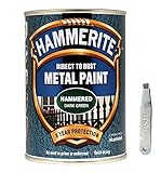 Hammerite Direct To Rust Metal Paint Hammered Finish Dark Green 5L with PSP paint tin opener