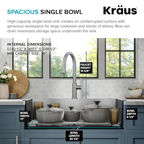 KRAUS Standart PRO 33” Drop-In/Undermount 18-Gauge Stainless Steel Single Bowl Kitchen Sink and Pull-Down Faucet in Spot-Free Stainless Steel Finish - image 4