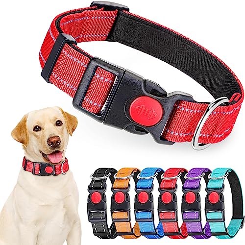 Sweetude 6 Pack Reflective Dog Collar With Safety Locking Buckle Soft Padded Breathable Nylon Pet Collar Adjustable Puppy Collar For Puppy Small Medium Large Dogs Cats，6 Colors #TOP18