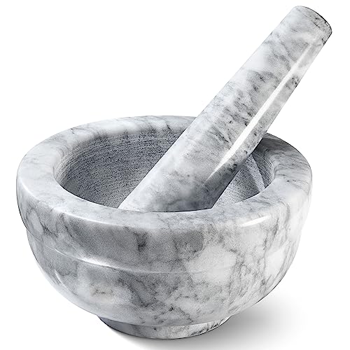 Comparison: Best Mortar And Pestles 6 Sagler Mortar and Pestle Set - Small Grinding Bowl Container for Guacamole, Spices, Salsa, Pesto, Herbs - Best Mortar and Pestle Spice and Pills Crusher Set, Holds Up to 2.5oz - 3.75x2’’, Marble Gray