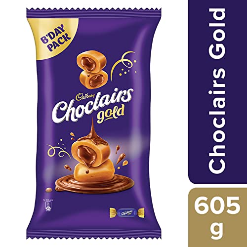 Image of Cadbury Caramel Choclairs Gold Birthday Pack (110 Candies), 605 Gm