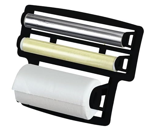 Porta Papel Toalha Triplo Suporte Rolos Para Cozinha 3 em 1 SELLNEEDS (Preto)