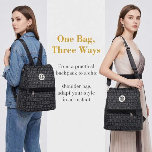 Image of MKP Women Fashion Backpack Purse Multi Pockets Signature Anti-Theft Rucksack Travel Ladies Shoulder Bag Handbag 2Pcs