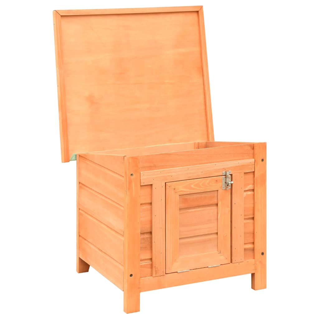 Casetta per gatti in legno di pino massiccio con tetto in poliestere verde resistente alle intemperie, 50 x 46 x 43,5 cm, stabile cuccia in legno con rampa, nascondiglio per gatti all'aperto