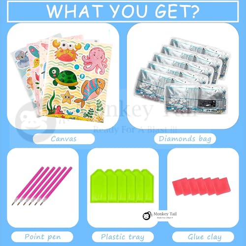 Image of MONKEYTAIL Assorted Prints DIY Diamond Art | Set of 10 | Ideal Birthday Return Gifts for Kids of All Age Group