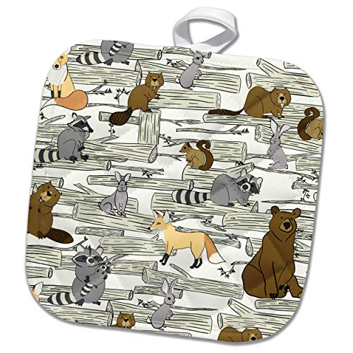 8x8 Potholder - Woodland Forest Friends Designs Wild Animals