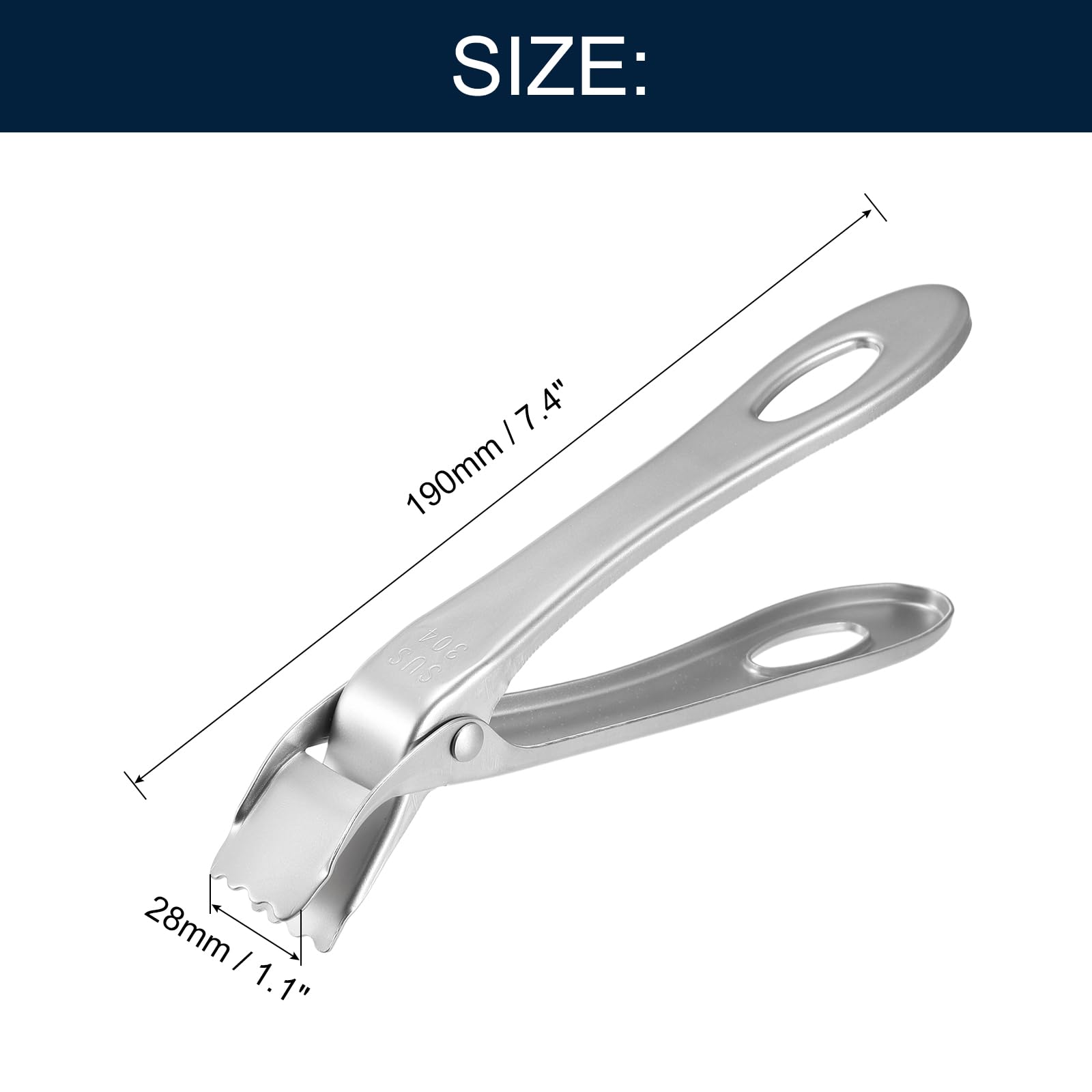 uxcell Stainless Steel Grippers Clip, Multifunctional Kitchen Dish Plate Clip for Bowl Pot Pan Silver - Image 2