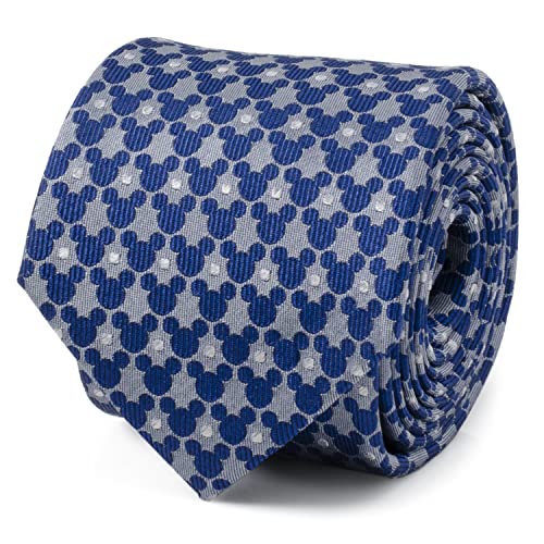 Mickey Silhouette Pattern Dot Blue Tie, Officially Licensed by Disney.