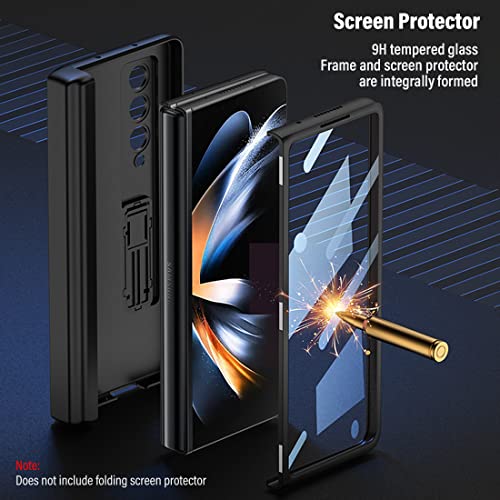 Z Fold 4 Case, Kumwum Phone Case For Samsung Galaxy Z Fold 4 Built-In Screen Protector Full Body Cover With S Pen Holder Hinge Protection & Kickstand For Galaxy Z Fold 4 5G - Carbon Fiber #TOP5
