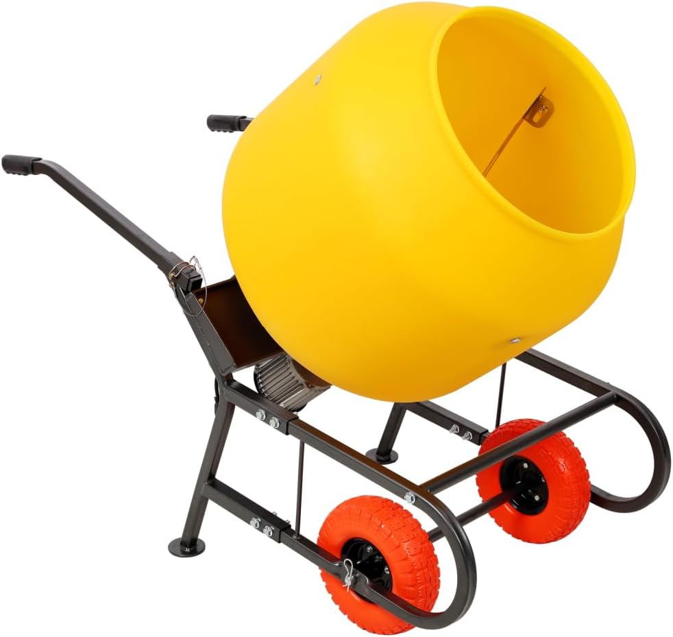 6 CUFT/170L Portable Electric Poly Drum Concrete Mixer, Heavy Duty Power Cement Mixing Machine for Mortar, Stucco and Fodder, 115V/60HZ CSA certificated