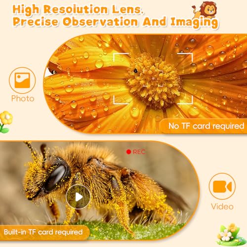 Mikroskop für Kinder,1000X Zoom Ahalfcit Digitales Microscope mit 2-Zoll-Bildschirm, 3-12 Jahre alt Tragbares Mikroskop, Wissenschaftliche Bildungsspielzeuge für 3 4 5 6 7 8 Jahre alte Kinder-ORANGE