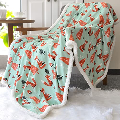 Image of BORITAR Sherpa Throw Blanket Super Soft Warm Ultra Luxurious Fleece Blanket for Baby Children Teen Boys, Unisex or Adult Minky Blanket with Sherpa Plush Backing (50 x 60 Inch, Lovely Brown Fox)