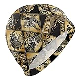 Tamaño: 25,4 x 20 cm Dallonan Gorro de natación Estilo Dorado Abstracto Rayas Rejilla Unisex Adulto Swim Cap Poliéster