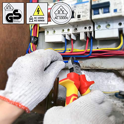 6 Inch Insulated Handle Electrician Diagonal Cutters R'deer Vde 1000V Cr-V Industrial Level Wire Cutter Side Cutting Pliers Tool #TOP4