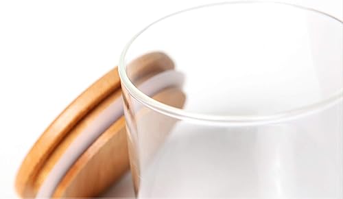 Miniatura 4 de Lawei Paquete de 4 tarros de almacenamiento de vidrio con tapas herméticas de bambú, recipientes de cocina de vidrio transparente de 18.6 onzas,