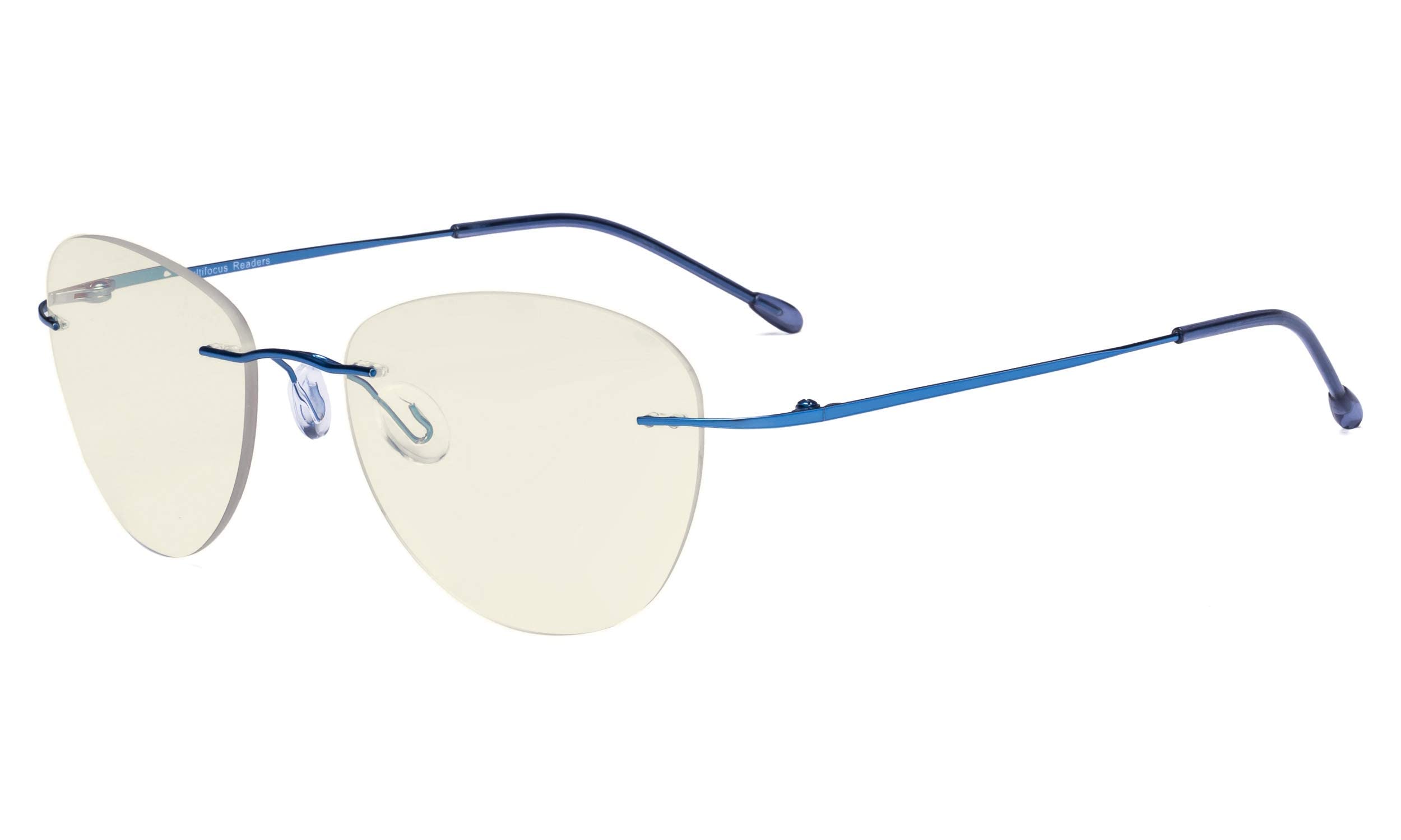 Eyekepper Rimless Progressive Glasses Multifocus Readers Blue light Filter Pilot Reading Eyeglasses Women