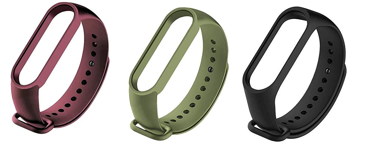 Emmett Band Strap for Mi Band 5 / Mi Band 6 Wristband Silicone Strap (Pack of 3)