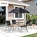 Outsunny 6 Piece Garden Dining Set with Umbrella, Patio Sets with Parasol with 4 Folding Dining Chairs & Round Tempered Glass Table, Black