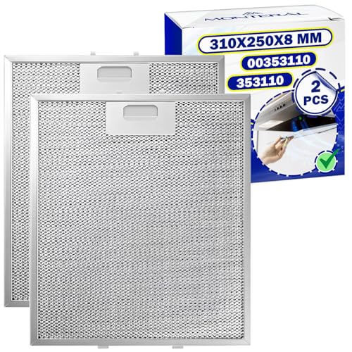 2 Piezas Filtro Antigrasa de Aluminio para Campana Extractora 310x250x8 mm con Código Original 00353110 353110 para Bosch para Siemens para Neff para Constructa – MONTERAL
