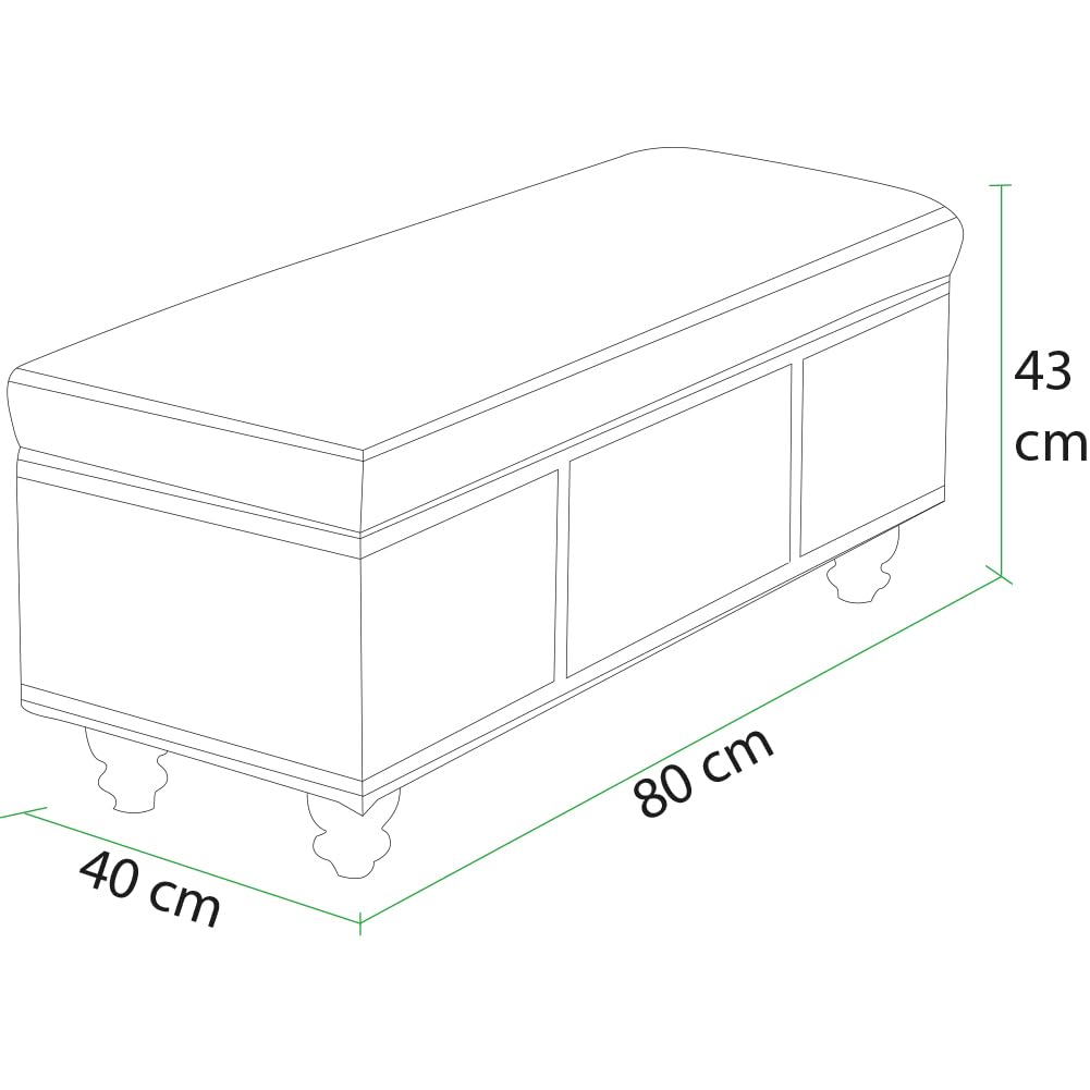 Shally Dogan Sitztruhe für den Innenbereich mit gepolstertem Sitz, Bezug aus Nubukleder, Fußhocker für Schlafzimmer, Wohnzimmer, 80 x 40 x 43 cm (Khaki)