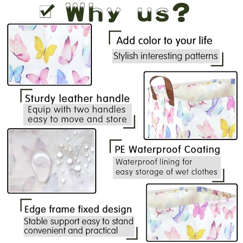Image of Rectangular Butterfly Basket,Girls Basket, Foldable waterproof cute storage basket,Kids Storage Bin,Toy gift Organizer,Girls Room Decor,Butterfly Room Decor,Gift Box(Colorful Butterflies)