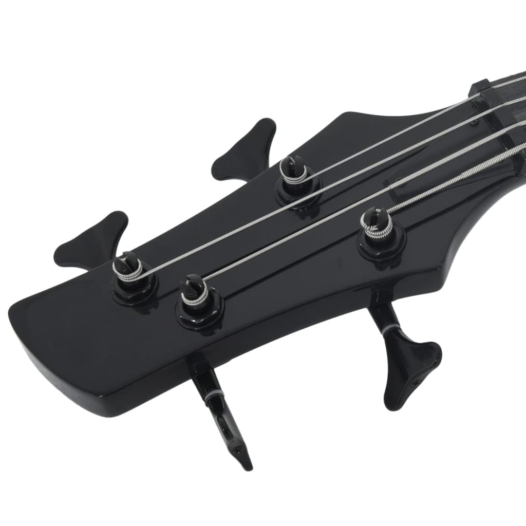 E-Bass Gitarre 4/4 Größe 46 Zoll für Anfänger Set inklusive Tasche Stimmgerät Plektrum Tragegurt Audiokabel Schwarz